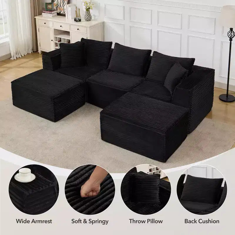 Canapé de salon modulable, canapé modulable en forme de nuage, design minimaliste moderne, avec repose-pieds, aucun assemblage requis, convient pour le salon