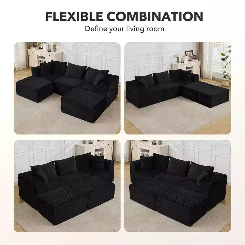 Canapé de salon modulable, canapé modulable en forme de nuage, design minimaliste moderne, avec repose-pieds, aucun assemblage requis, convient pour le salon