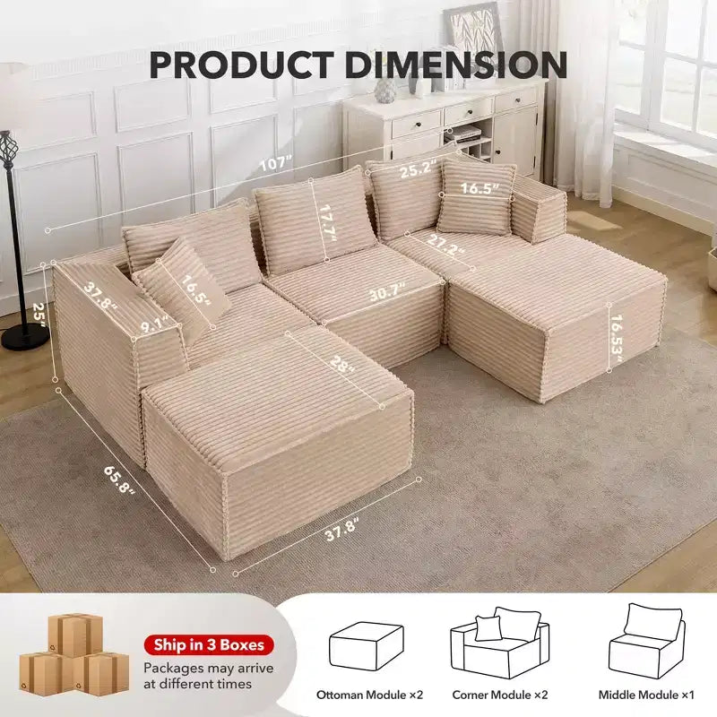 Canapé de salon modulable, canapé modulable en forme de nuage, design minimaliste moderne, avec repose-pieds, aucun assemblage requis, convient pour le salon