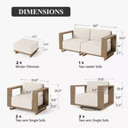 Captiva Designs Outdoor Patio Modular Furniture Sectional Wicker Sofa Set with Swivel Armchairs and Extra Thick Cushions