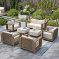 Captiva Designs Outdoor Patio Modular Furniture Sectional Wicker Sofa Set with Swivel Armchairs and Extra Thick Cushions