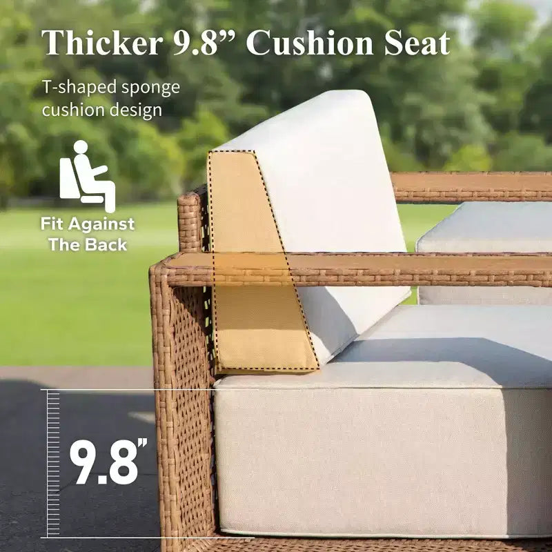 Captiva Designs Outdoor Patio Modular Furniture Sectional Wicker Sofa Set with Swivel Armchairs and Extra Thick Cushions