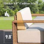 Captiva Designs Outdoor Patio Modular Furniture Sectional Wicker Sofa Set with Swivel Armchairs and Extra Thick Cushions