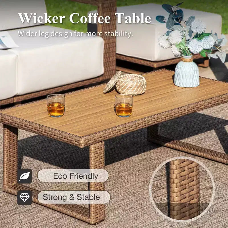 Captiva Designs Outdoor Patio Modular Furniture Sectional Wicker Sofa Set with Swivel Armchairs and Extra Thick Cushions