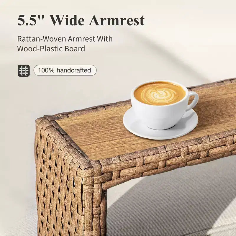 Captiva Designs Outdoor Patio Modular Furniture Sectional Wicker Sofa Set with Swivel Armchairs and Extra Thick Cushions