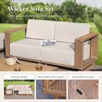 Captiva Designs Outdoor Patio Modular Furniture Sectional Wicker Sofa Set with Swivel Armchairs and Extra Thick Cushions