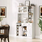 Bahut de ferme avec portes coulissantes façon grange, meuble de rangement avec étagère pour cuisine, salle à manger, salon