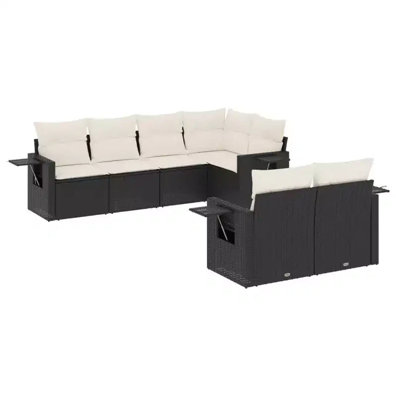 vidaXL Garden Sofa Set PE rattan Large Adjustable Armrests