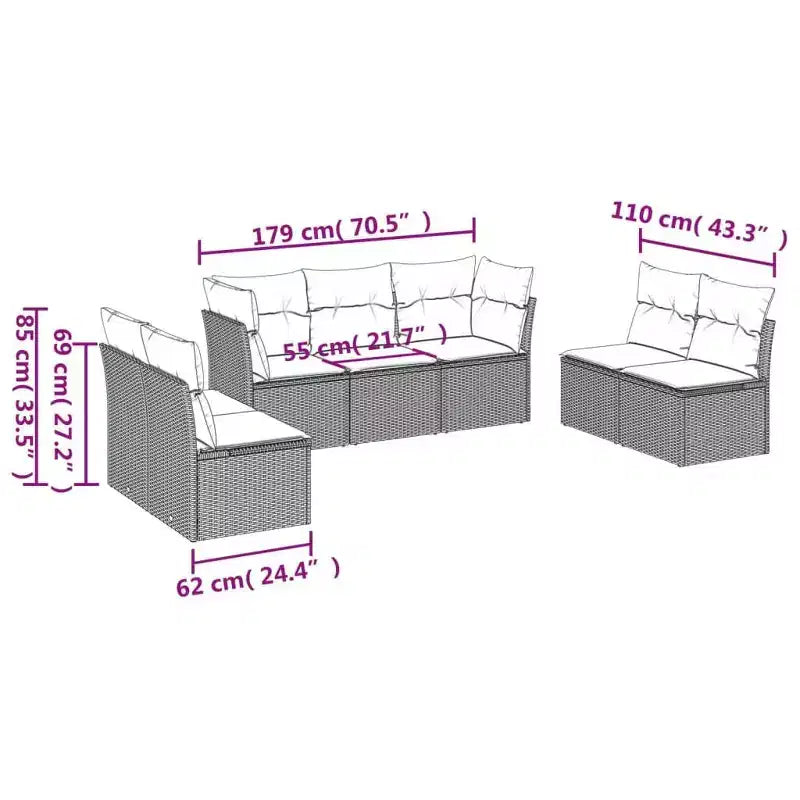 vidaXL Salon de jardin modulable avec coussins et table en