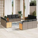 vidaXL 12 Piece Patio Sofa Set with Cushions Gray Poly Rattan