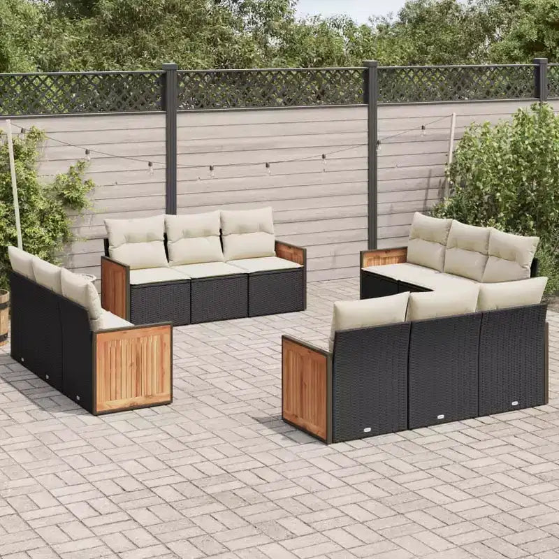 vidaXL 12 Piece Patio Sofa Set with Cushions Gray Poly Rattan