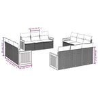 vidaXL 12 Piece Patio Sofa Set with Cushions Gray Poly Rattan