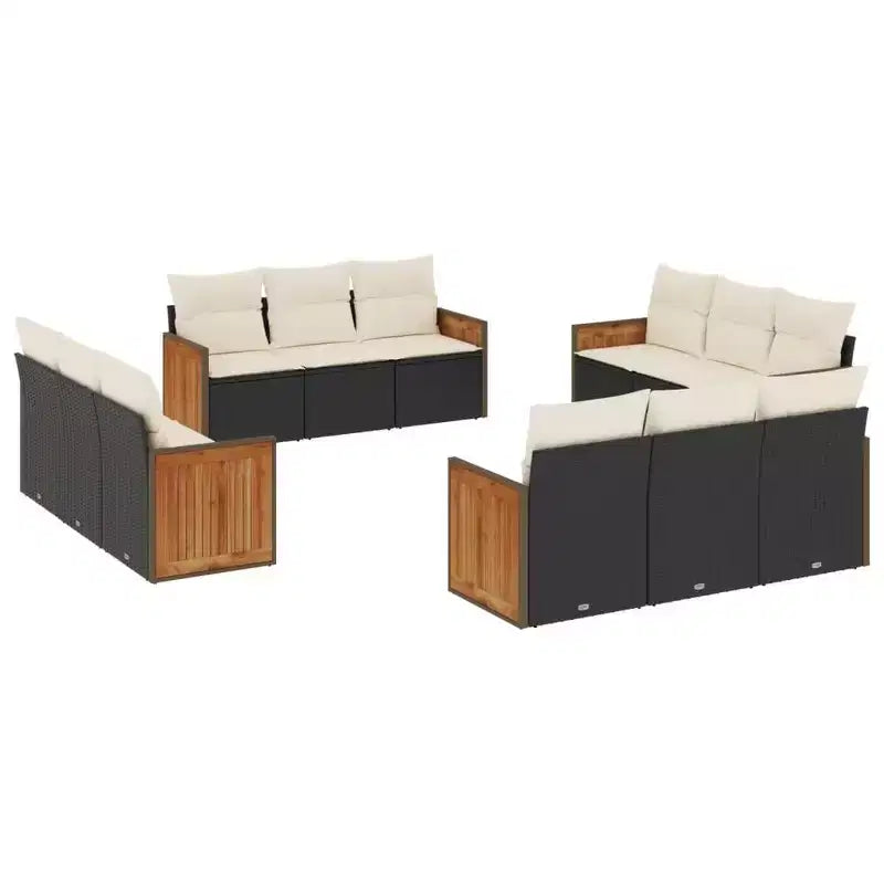 vidaXL 12 Piece Patio Sofa Set with Cushions Gray Poly Rattan