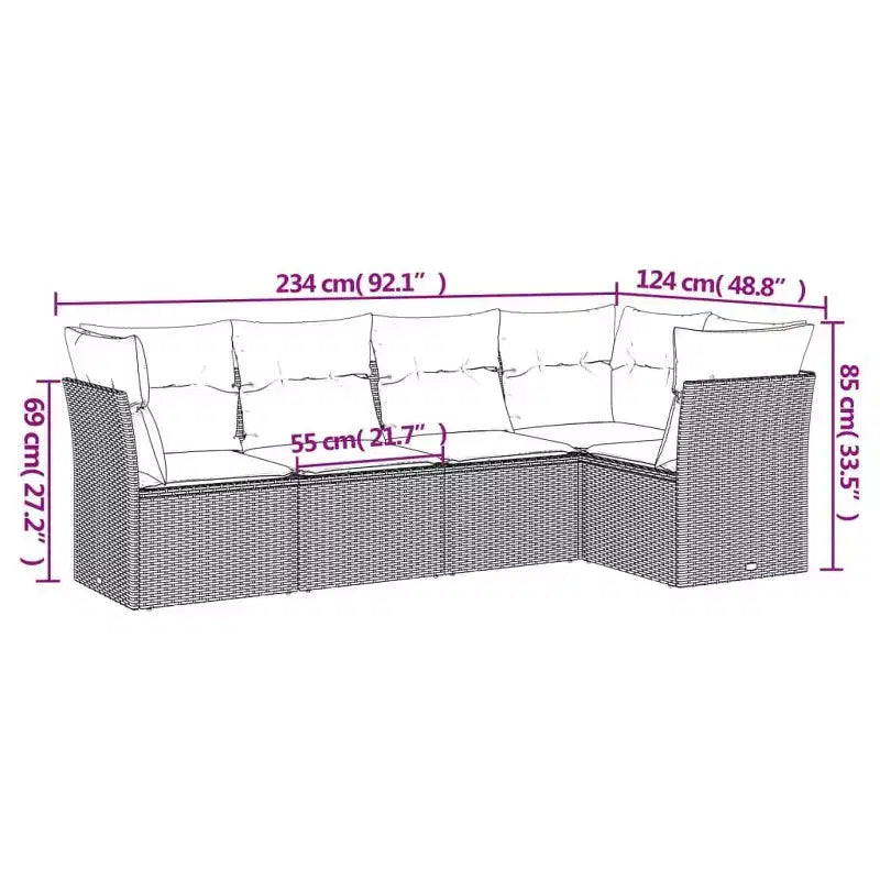 vidaXL Outdoor Sofa Set with Cushions - Multiple Colors