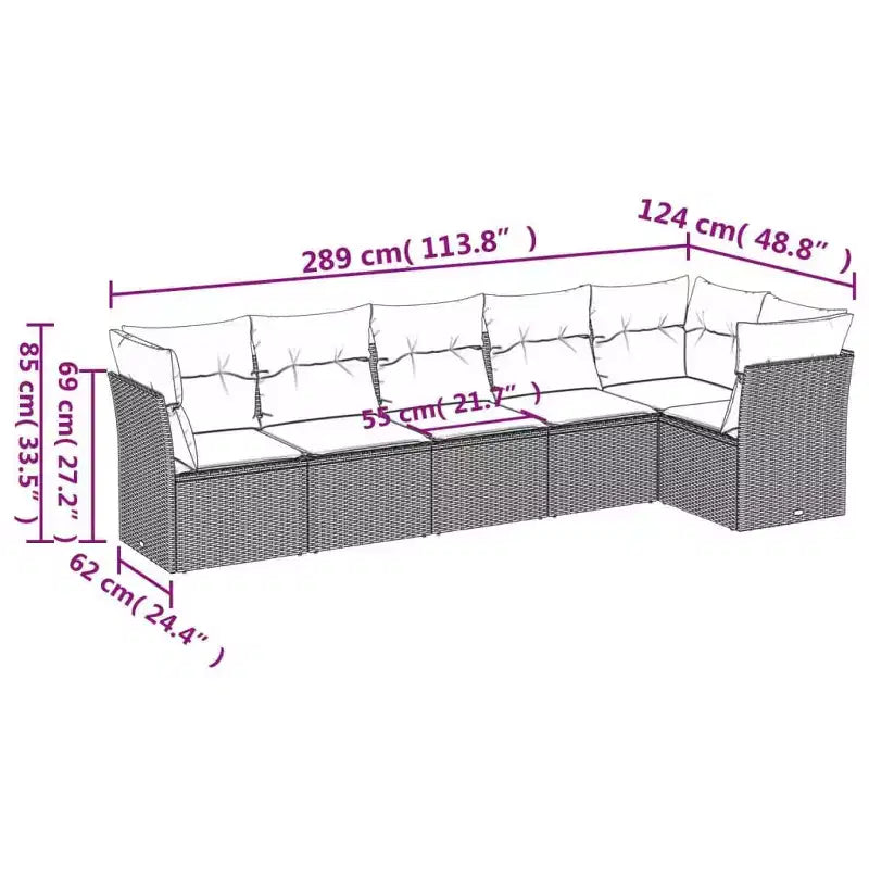 vidaXL Segmented Outdoor Sofa Set with Cushions and Storage Options