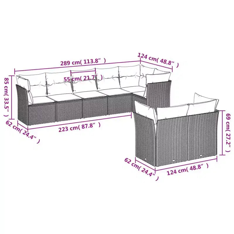 vidaXL Garden Sofa Set PE rattan Large UV-resistant materials