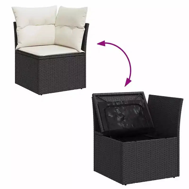 vidaXL Salon de jardin d'extérieur avec coussins et rangement