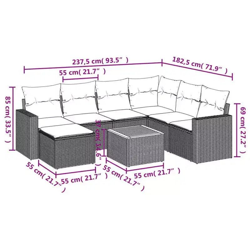vidaXL Salon de jardin d'extérieur avec coussins et rangement