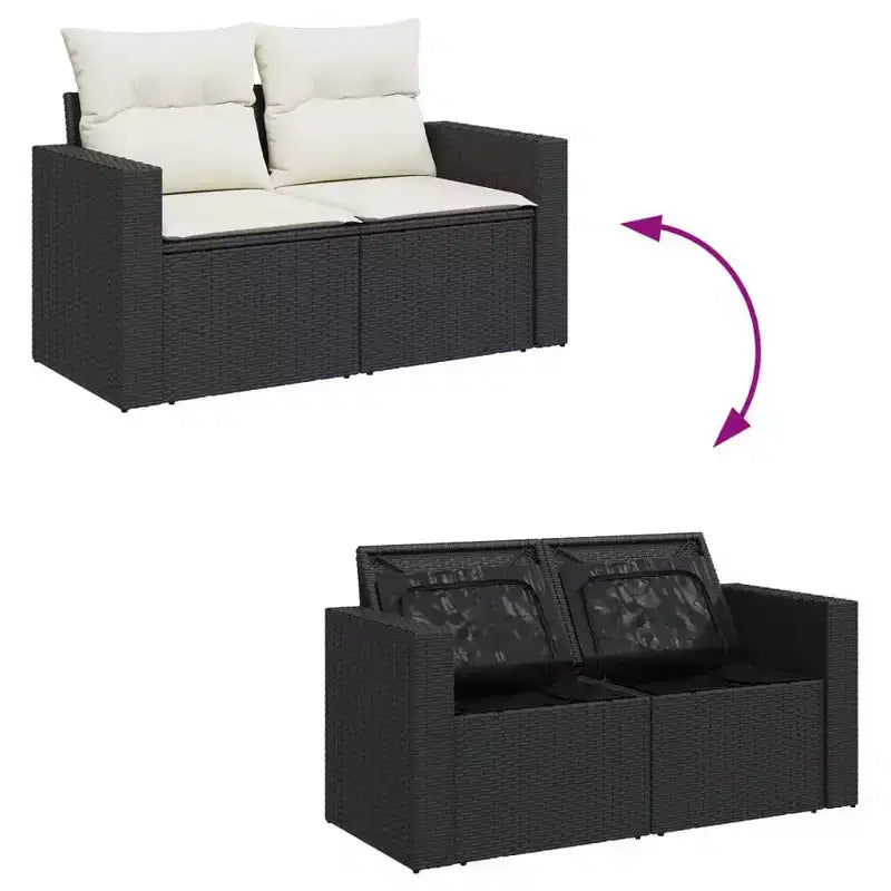 vidaXL Salon de jardin d'extérieur avec coussins et rangement