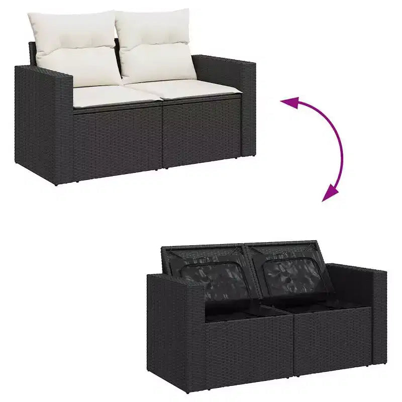 vidaXL Salon de jardin d'extérieur avec coussins et rangement