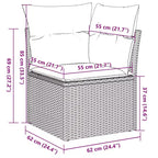 vidaXL Poly Rattan Patio Sofa Set with Cushions and Storage
