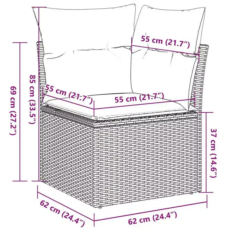 vidaXL Poly Rattan Patio Sofa Set with Cushions and Storage