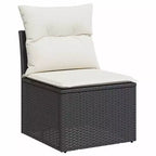 vidaXL Poly Rattan Patio Sofa Set with Cushions and Storage