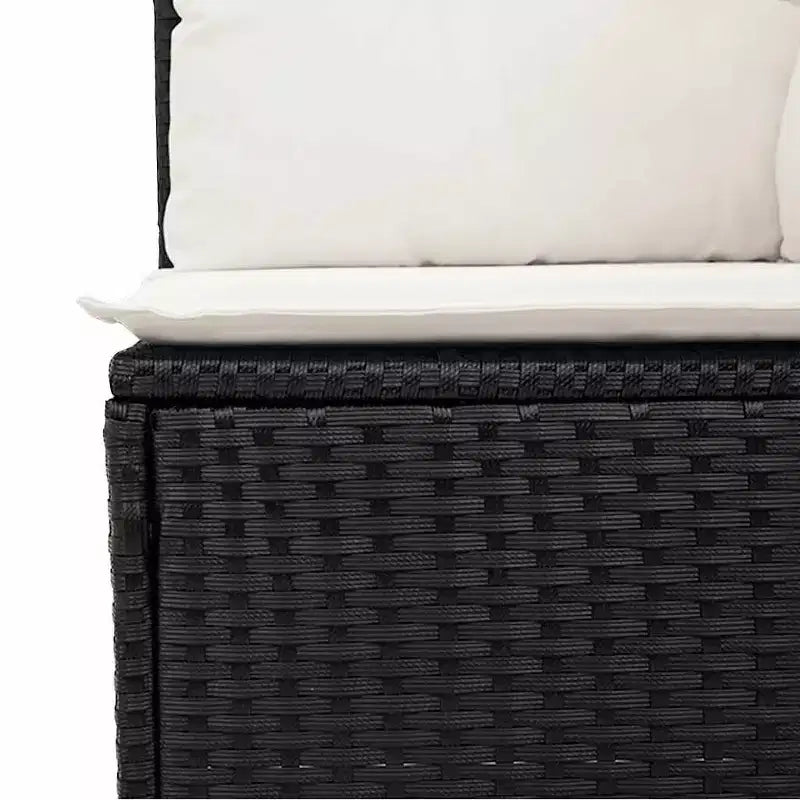 vidaXL Poly Rattan Patio Sofa Set with Cushions and Storage
