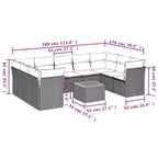 vidaXL Poly Rattan Patio Sofa Set with Cushions and Storage