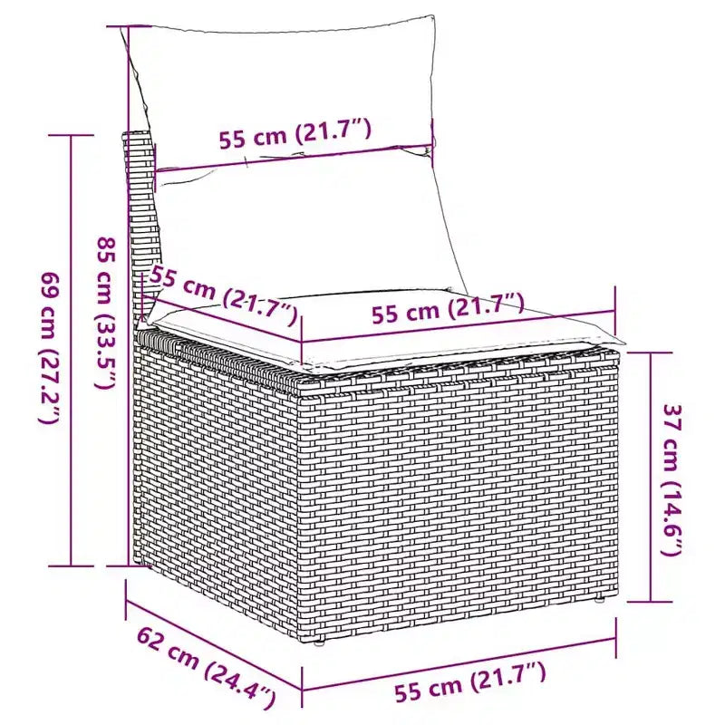 vidaXL Poly Rattan Patio Sofa Set with Cushions and Storage