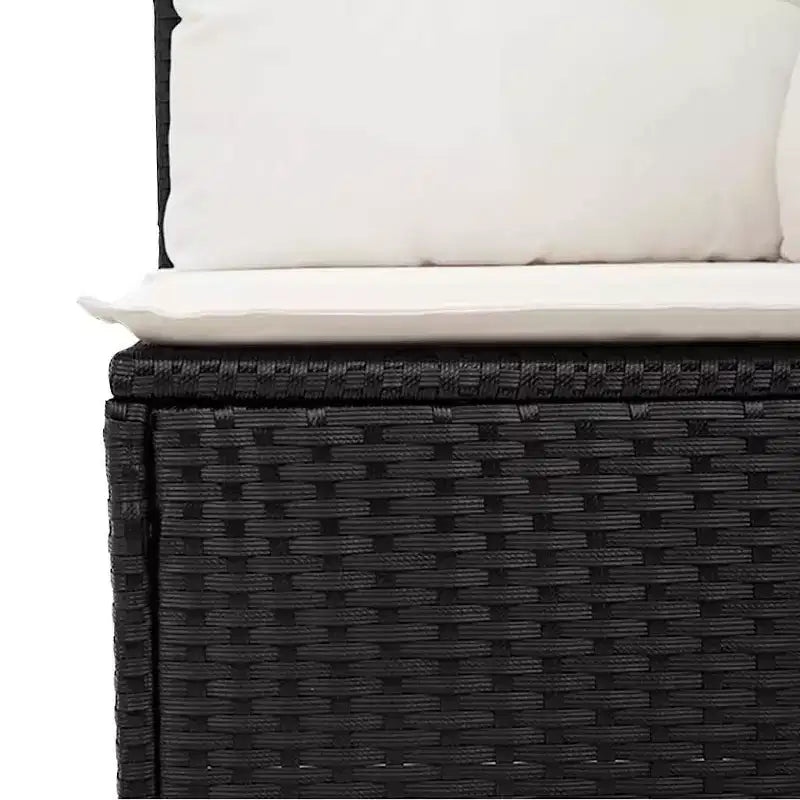vidaXL Poly Rattan Patio Sofa Set with Cushions and Storage