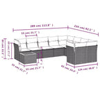 vidaXL Poly Rattan Patio Sofa Set with Cushions and Storage