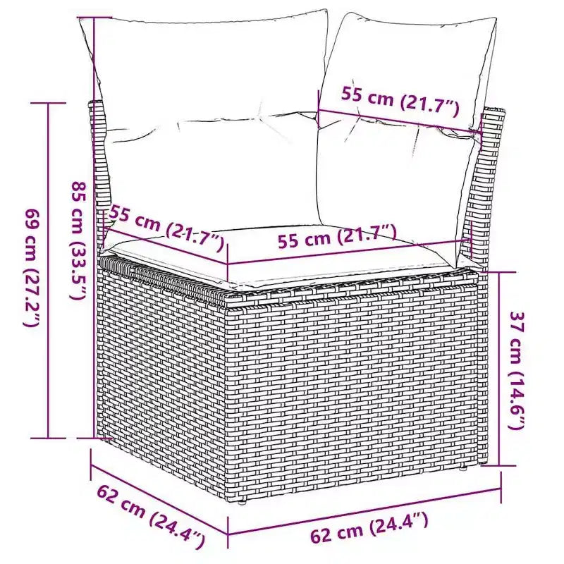 vidaXL Poly Rattan Patio Sofa Set with Cushions and Storage