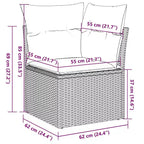 vidaXL Poly Rattan Patio Sofa Set with Cushions and Storage
