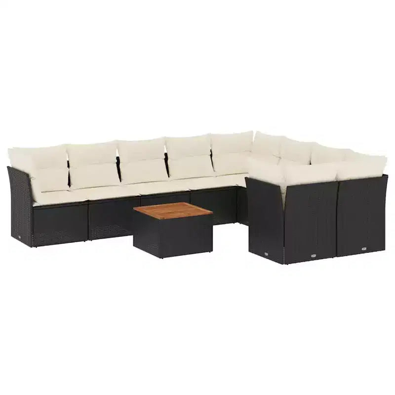 vidaXL Poly Rattan Patio Sofa Set with Cushions and Storage
