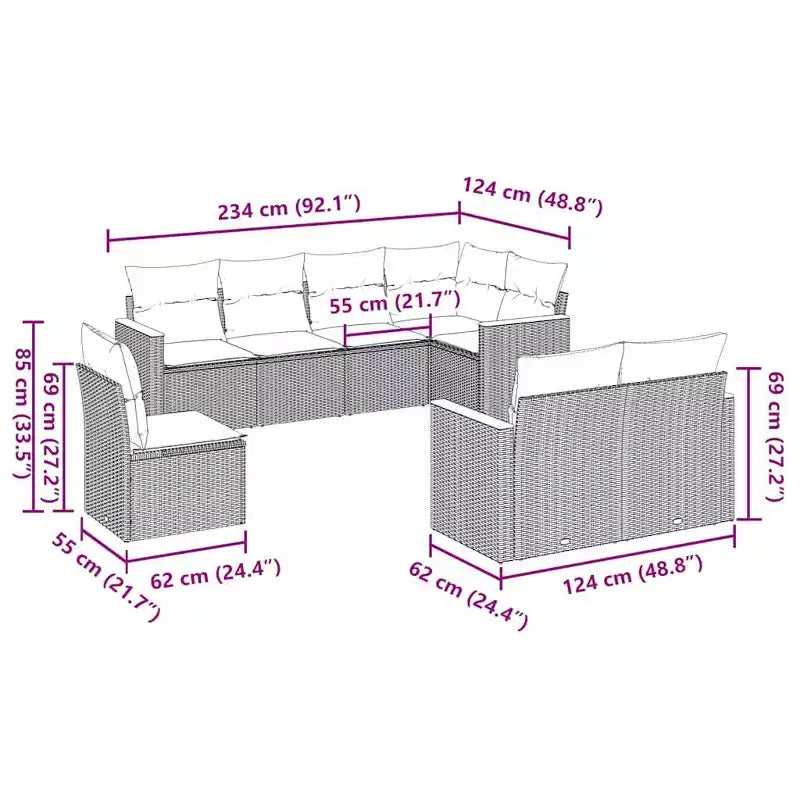 vidaXL Trendy Outdoor Sofa Set with Cushions and Table