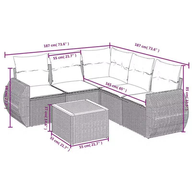 vidaXL Garden Sofa Set with Cushions in Various Colors