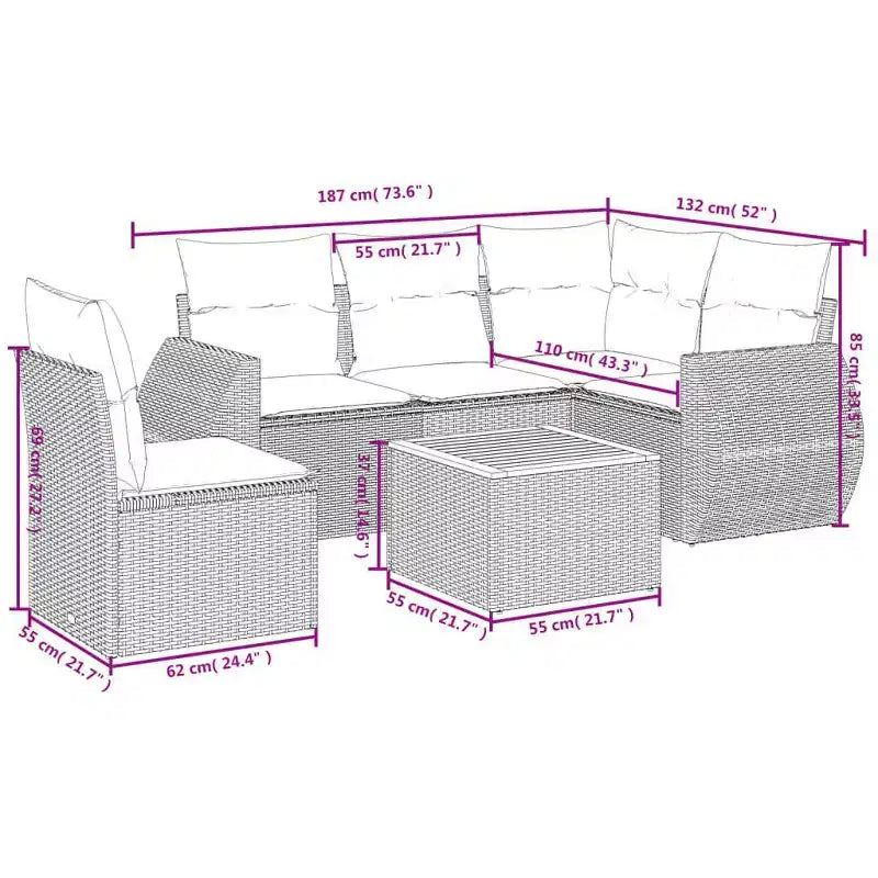 vidaXL Garden Sofa Set with Cushions in Various Colors
