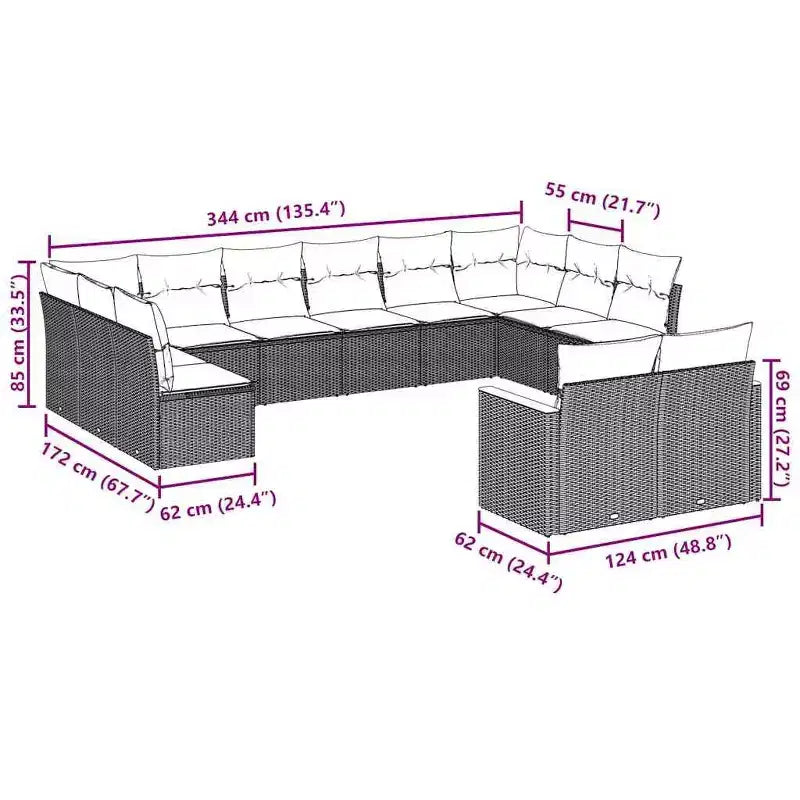 vidaXL Garden Sofa Set with Cushions in Multiple Colors