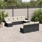 vidaXL Modular Garden Sofa Set with Cushions - Poly Rattan and Acacia Wood