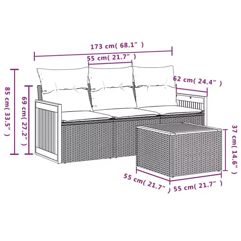 vidaXL Patio Sofa Set with Cushions in Various Colors