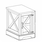 Farmhouse End Table with Barn Door, Adjustable Storage Shelf, and Metal Accents for Living Room or Bedroom
