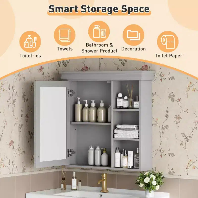 GDFStudio Bella 30 Armoire de toilette murale moderne avec miroir et 3 étagères