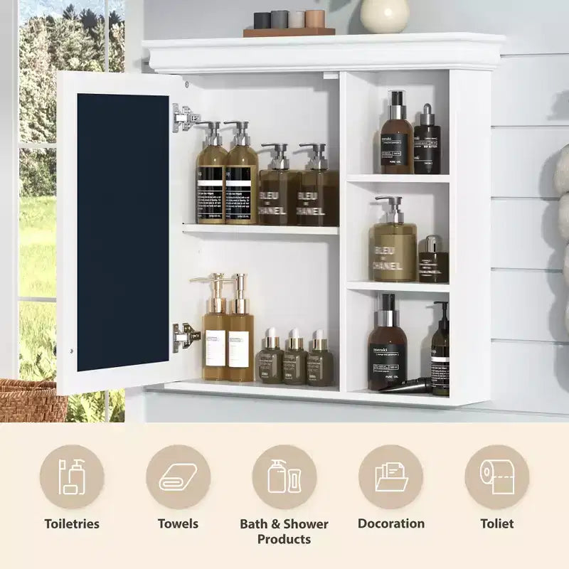 GDFStudio Bella 30 Armoire de toilette murale moderne avec miroir et 3 étagères