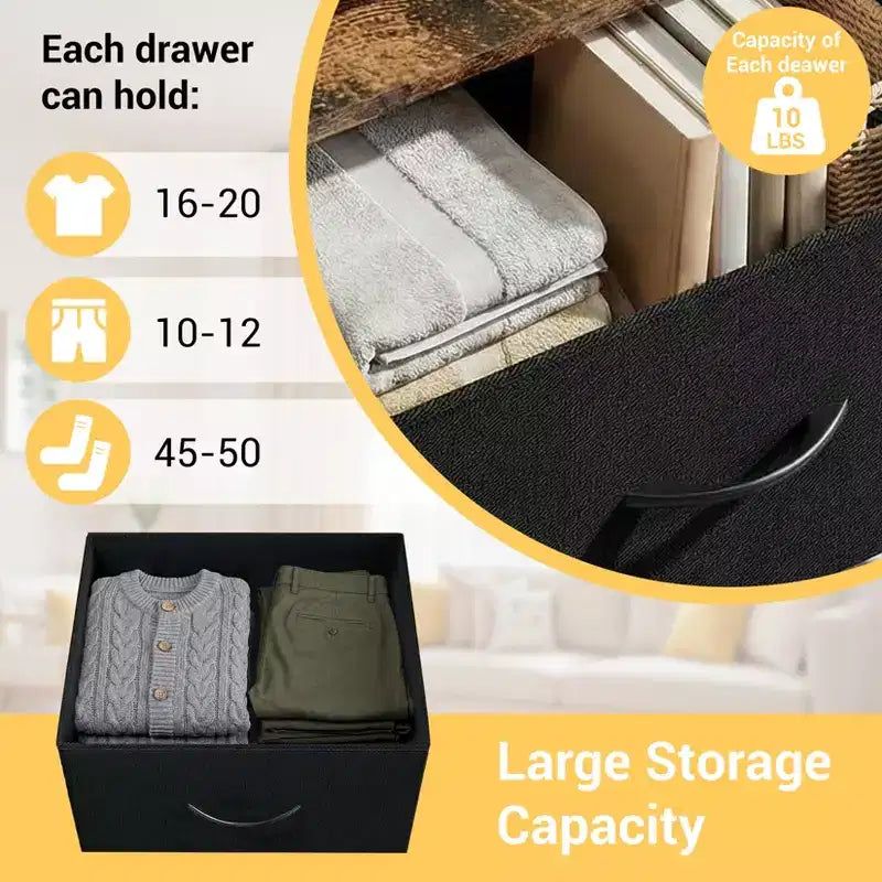 3-Drawer Dresser with Removable Fabric Bins for Bedroom, Living Room, Closet