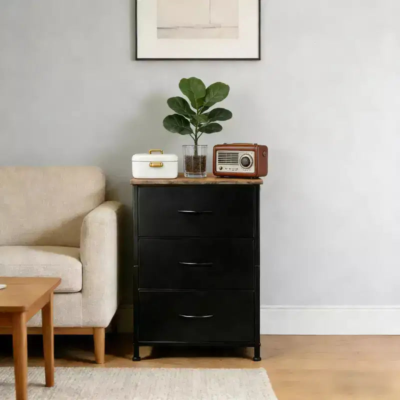 3-Drawer Dresser with Removable Fabric Bins for Bedroom, Living Room, Closet