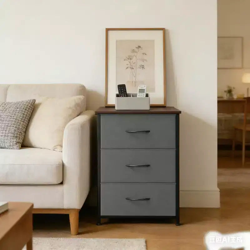 3-Drawer Dresser with Removable Fabric Bins for Bedroom, Living Room, Closet