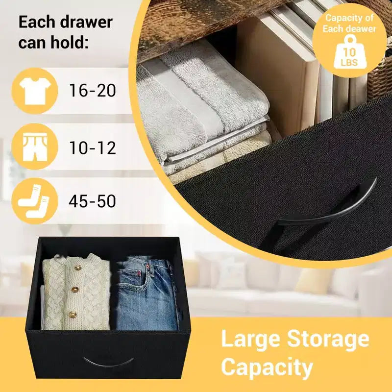 3-Drawer Dresser with Removable Fabric Bins for Bedroom, Living Room, Closet