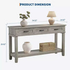 54 Farmhouse Console Table with 3 Drawers & Shelves  Entryway, Sofa, Living Room Storage Table
