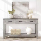 54 Farmhouse Console Table with 3 Drawers & Shelves  Entryway, Sofa, Living Room Storage Table